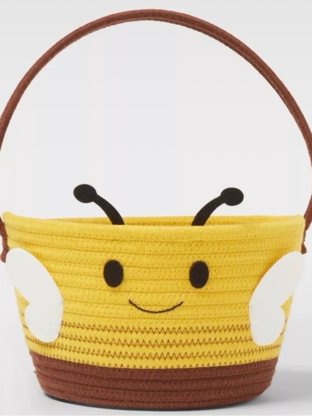 Target Yellow Bee Basket with Brown Handle . Gift basket . Decor basket